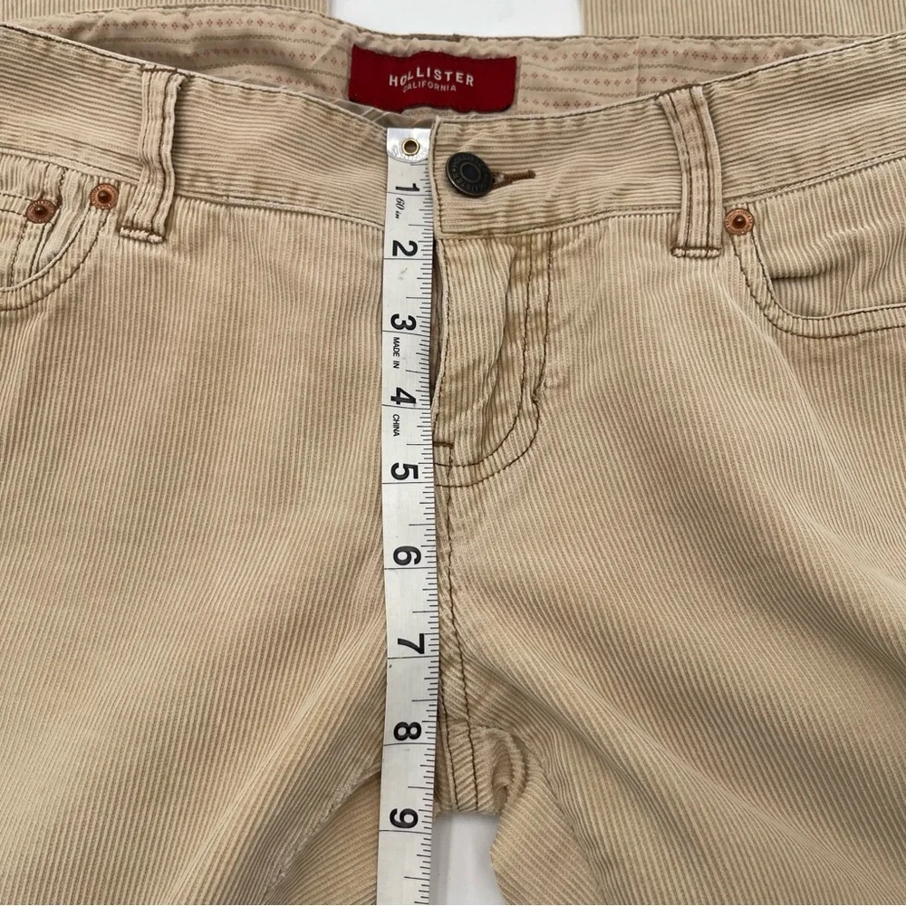 Vtg Y2K Hollister Tan Corduroy Flare Pants Junior 5 Stretch Retro Low Rise - Picture 11 of 15